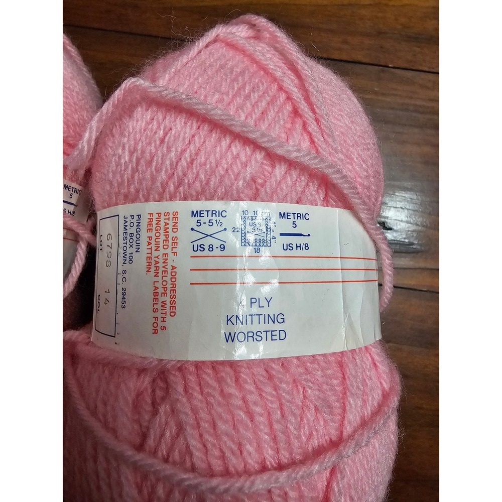 Pingouin Le Yarn 3 Pink Acrylic Wool Blend Knitting Crochet Yarn 2 Skeins France - Picture 4 of 4